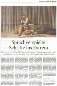 Theaterkritik von Joachim Leitner, Tiroler Tageszeitung 28.05.2021